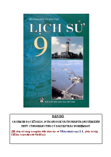 Giáo án ôn tập Lịch sử Lớp 9 - Tiết 31 đến 34, Chủ đề 1: Việt Nam từ cuối năm 1946 đến năm 1954