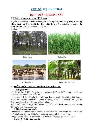 Giáo án Sinh học 9 - Chủ đề: Hệ sinh thái - Bài 47 đến 50