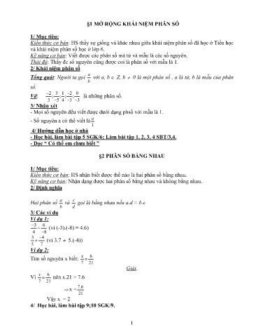 Giáo án Số học 6 - Bài 1 đến 6