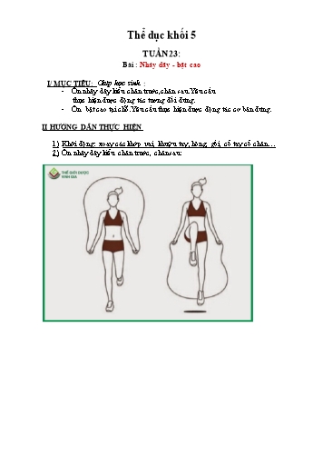 Giáo án Thể dục Lớp 5 - Tuần 23, Bài: Nhảy dây, bật cao