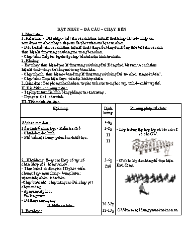 Giáo án Thể dục Lớp 6 - Tuần 32, Bài: Bật nhảy. Đá cầu. Chạy bền