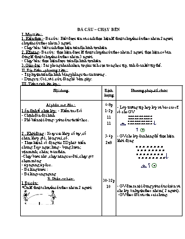 Giáo án Thể dục Lớp 6 - Tuần 34, Bài: Đá cầu. Chạy bền