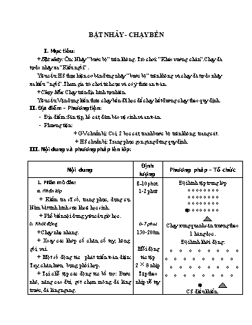 Giáo án Thể dục Lớp 7 - Bài: Bật nhảy. Chạy bền
