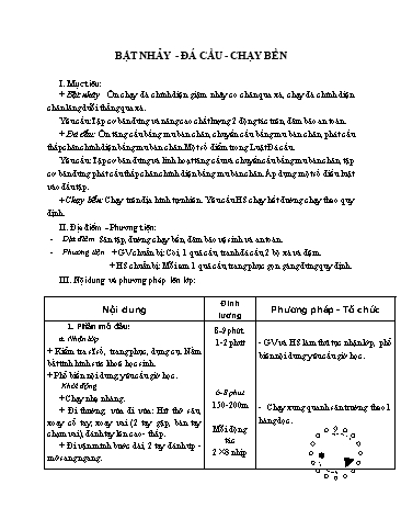 Giáo án Thể dục Lớp 7 - Bài: Bật nhảy. Đá cầu. Chạy bền