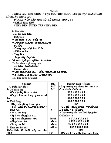 Giáo án Thể dục Lớp 9 - Tiết 45 đến 60