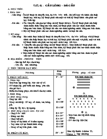 Giáo án Thể dục Lớp 9 - Tiết 61 đến Tiết 70