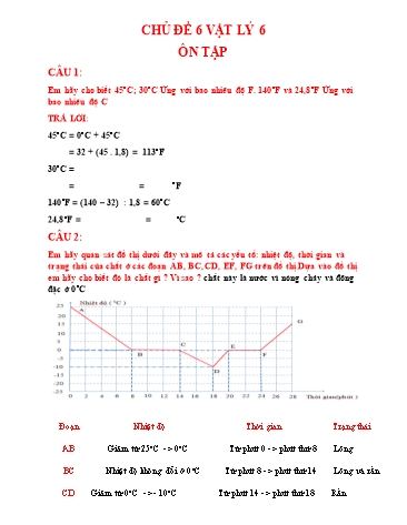 Giáo án theo chủ đề môn Vật lí 6 - Chủ đề 6: Ôn tập