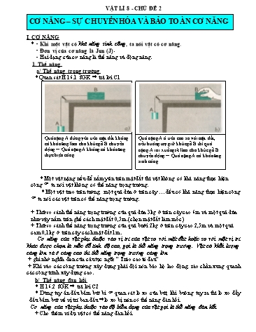 Giáo án theo chủ đề môn Vật lí 8 - Chủ đề 2: Cơ năng. Sự chuyển hóa và bảo toàn cơ năng