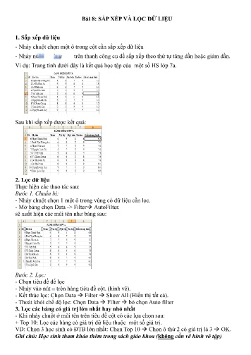 Giáo án Tin học 7 - Bài 8 đến 12