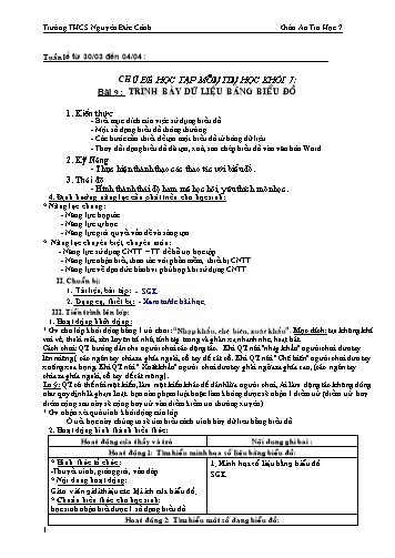 Giáo án Tin học 7 - Bài 9: Trình bày dữ liệu bằng biểu đồ - Trường THCS Nguyễn Đức Cảnh