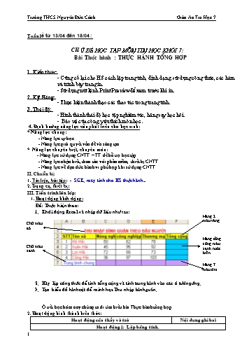 Giáo án Tin học 7 - Bài thực hành: Thực hành tổng hợp - Trường THCS Nguyễn Đức Cảnh