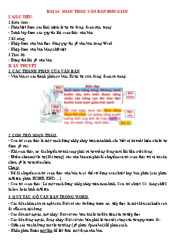 Giáo án Tin học Lớp 6 - Bài 14: Soạn thảo văn bản đơn giản