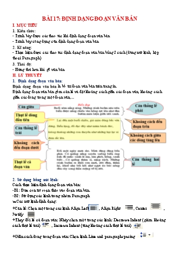 Giáo án Tin học Lớp 6 - Bài 17: Định dạng đoạn văn bản