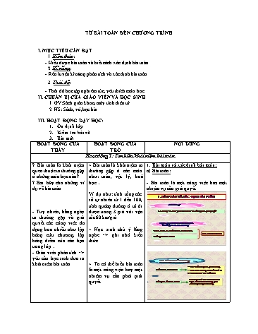 Giáo án Tin học Lớp 8 - Bài: Từ bài toán đến chương trình