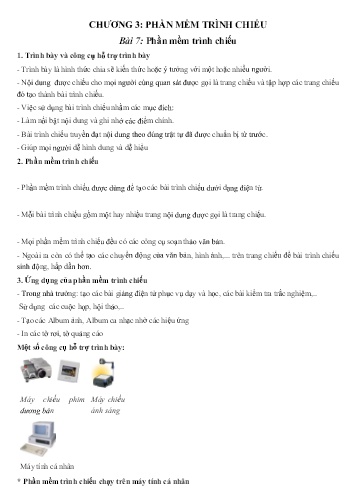 Giáo án Tin học Lớp 9 - Chương 3: Phần mềm trình chiếu - Bài 7 đến 11