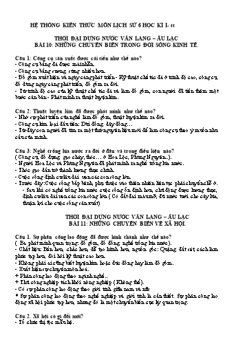 Hệ thống kiến thức ôn tập học kì I môn Lịch sử Lớp 6 (Tiếp theo)