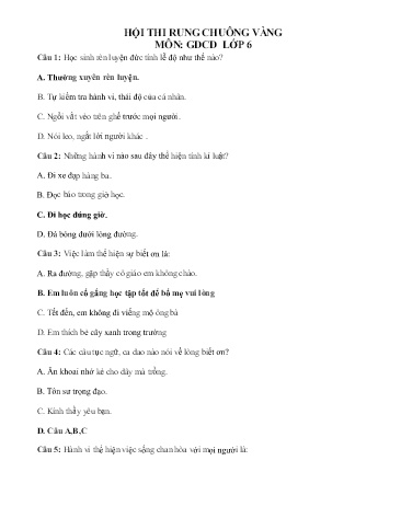 Hội thi Rung chuông vàng môn Giáo dục công dân Lớp 6