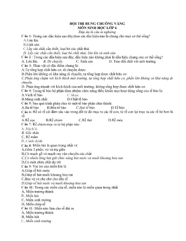 Hội thi Rung chuông vàng môn Sinh học Lớp 6