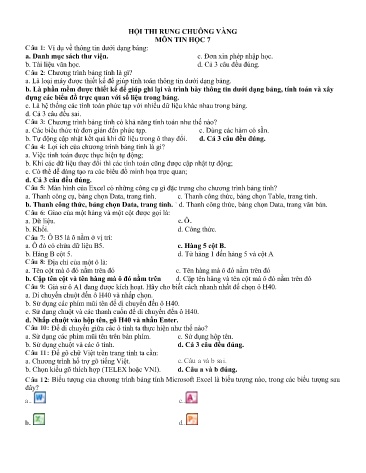 Hội thi Rung chuông vàng môn Tin học Lớp 7