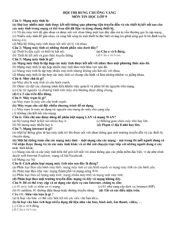 Hội thi Rung chuông vàng môn Tin học Lớp 9