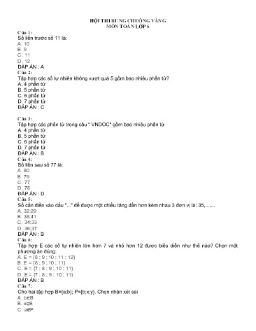 Hội thi Rung chuông vàng môn Toán Lớp 6