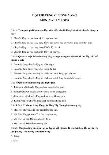 Hội thi Rung chuông vàng môn Vật lý Lớp 8