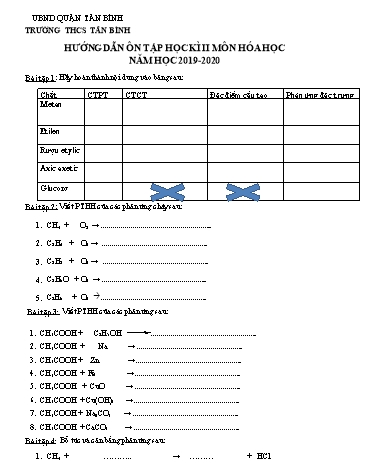 Hướng dẫn ôn tập học kì II môn Hóa học 9 - Năm học 2019-2020 - Trường THCS Tân Bình