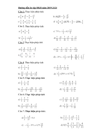 Hướng dẫn ôn tập học kì II môn Toán Lớp 6 - Năm học 2019-2020