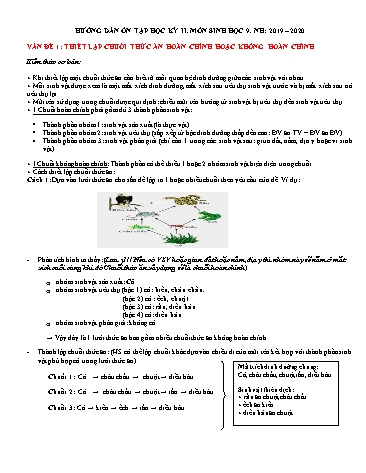 Hướng dẫn ôn tập học kỳ II môn Sinh học 9 - Năm học 2019-2020