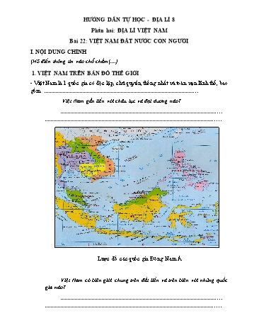 Hướng dẫn tự học môn Địa lí Lớp 8 - Phần hai: Địa lí Việt Nam  - Bài 22: Việt Nam đất nước con người