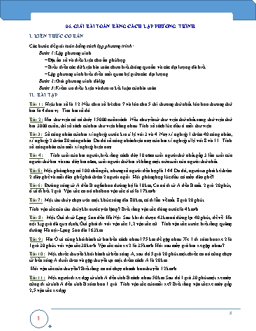 Hướng dẫn tự học môn Toán Lớp 8 - Bài: Giải bài toán bằng cách lập phương trình
