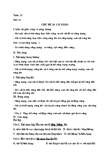 Hướng dẫn tự học môn Vật lý Lớp 8 - Chủ đề 16+17