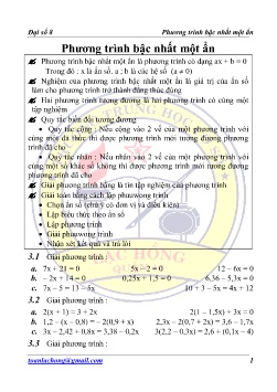 Kế hoạch bài dạy Đại số 8 - Bài: Phương trình bậc nhất một ẩn