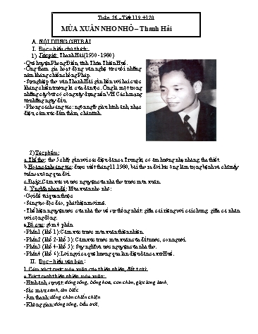 Kế hoạch bài dạy Ngữ văn 9 - Tiết 119+120, Bài: Văn bản Mùa xuân nho nhỏ