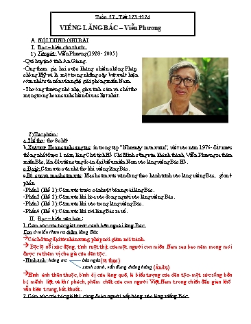 Kế hoạch bài dạy Ngữ văn 9 - Tiết 123+124, Bài: Văn bản Viếng lăng Bác