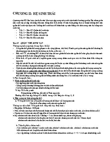 Kế hoạch bài dạy Sinh học 9 - Bài 47: Quần thể sinh vật