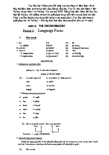 Kế hoạch bài dạy Tiếng Anh 9 - Unit 6+7