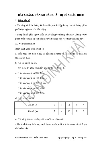 Kế hoạch bài dạy Toán Lớp 7 - Bài 2 đến 4 - Trần Đình Khải