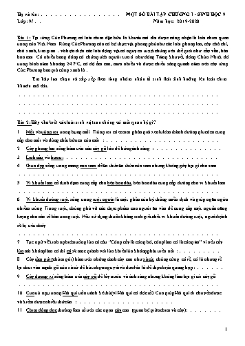 Một số bài tập ôn tập chương I Sinh học 9 - Năm học 2019-2020