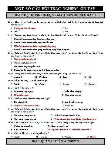 Một số câu hỏi trắc nghiệm ôn tập môn Tin học 11
