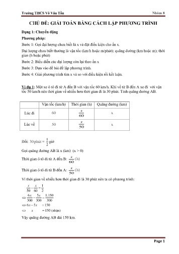 Ôn tập kiến thức Đại số Lớp 8 - Chủ đề: Giải toán bằng cách lập phương trình - Trường THCS Võ Văn Tần