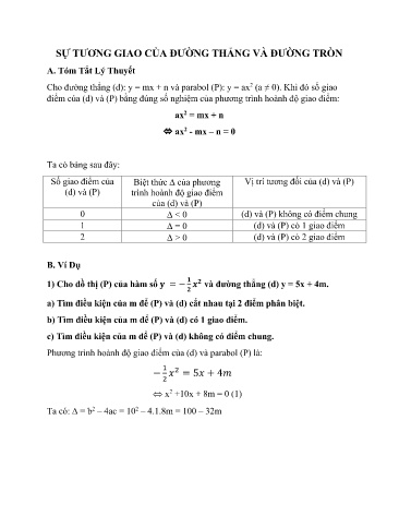 Ôn tập kiến thức Đại số Lớp 9 - Bài: Sự tương giao của đường thẳng và đường tròn