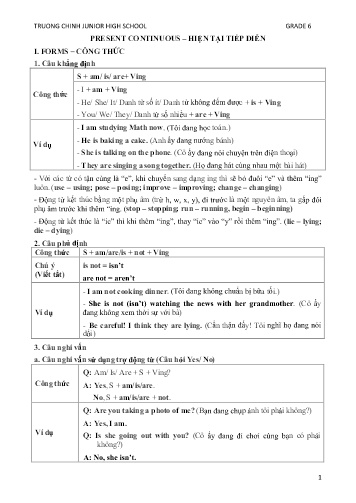 Ôn tập kiến thức môn Tiếng Anh 6 - Trường THCS Trường Chinh