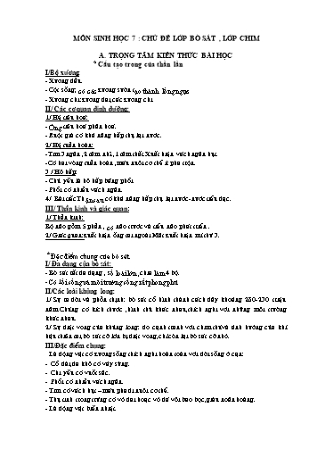 Ôn tập kiến thức Sinh học Lớp 7 - Chủ đề: Lớp bò sát, lớp chim