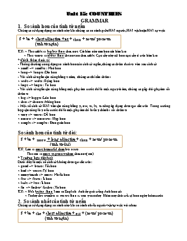 Ôn tập kiến thức Tiếng Anh 6 - Unit 15: Countries (Cont.)