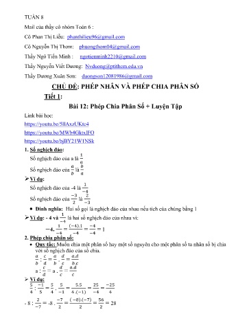 Ôn tập kiến thức Toán 6 - Tuần 8