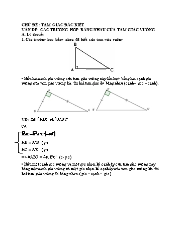 Ôn tập kiến thức Toán 7 - Chủ đề: Tam giác đặc biệt