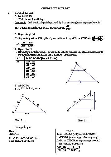 Ôn tập kiến thức Toán 8 - Chủ đề: Định lí Ta-let