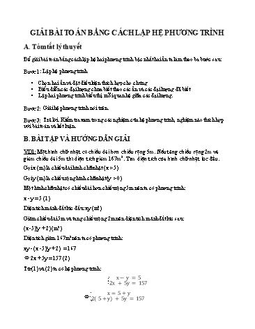 Ôn tập kiến thức Toán 9 - Bài: Giải bài toán bằng cách lập hệ phương trình