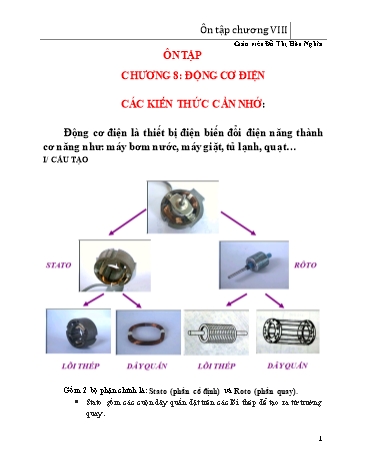 Ôn tập nghề Điện dân dụng - Chương 8: Động cơ điện - Đỗ Thị Hữu Nghĩa